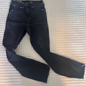 J. crew High waisted Raw Hem Vintage Straight Leg Black Jeans Size 28 Tall